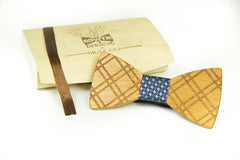 Modgoo Organic Wood Bow Tie Black and Blue Lifelines