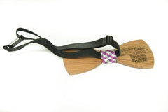 Modgoo Organic Wood Bow Tie Ryan Burberry pattern pink and black