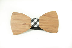 Modgoo Organic Wood Bow Tie Ryan Burberry pattern black and White