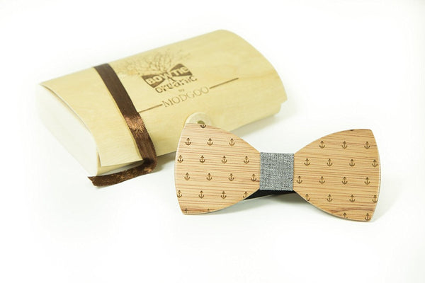 Modgoo Organic Wood Bow Tie Anker Grey