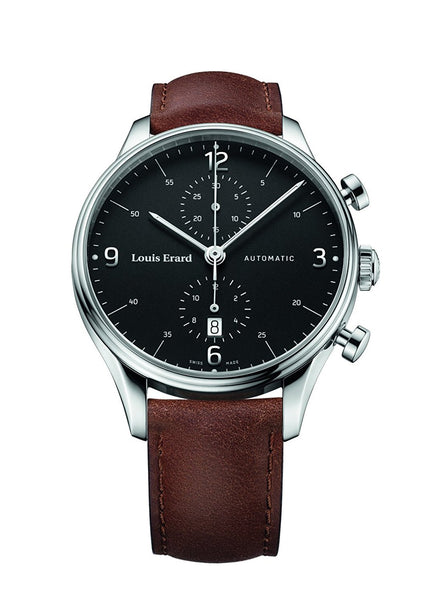 Louis Erard Men's Heritage Chronograph Black Dial 78289AA02 Veal brown