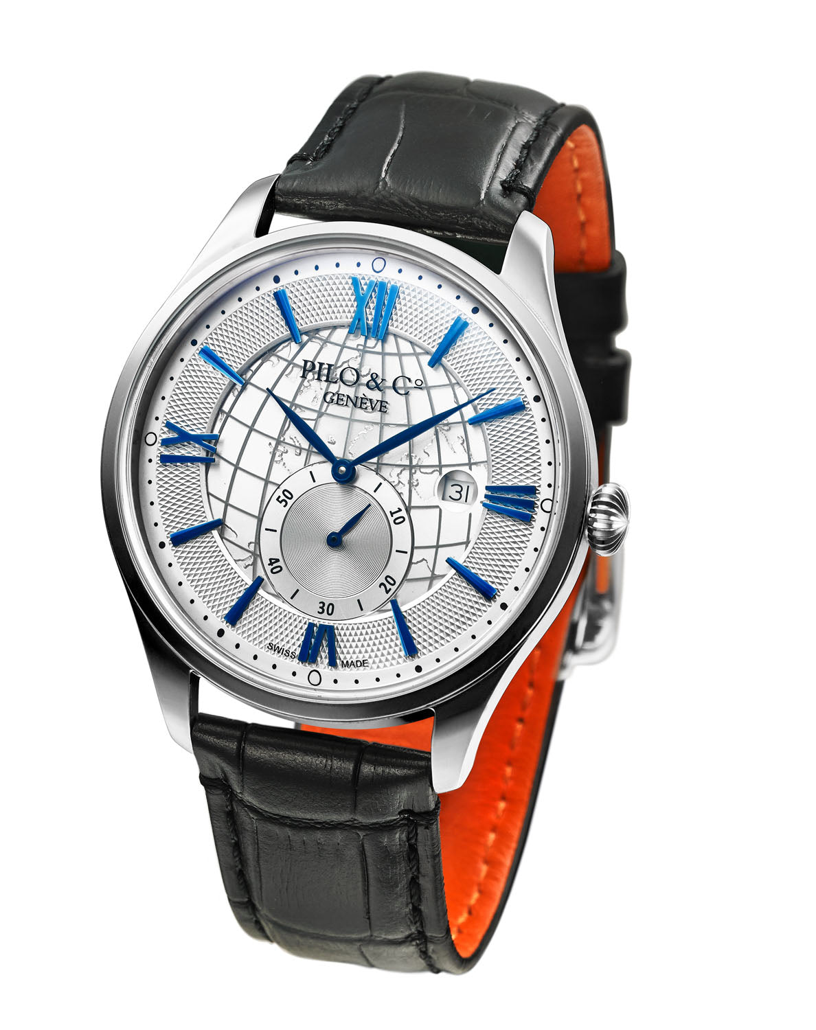Pilo & Co Geneva Swiss Quartz Montecristo Men's Watch collection Silver