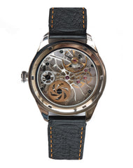 Heli Reymond Orange Hands Skeleton Watch T5010 Stainless Design Front Pic Bitcoin